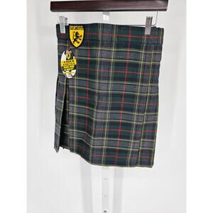 Sport Kilt Adult Small Green Tartan Plaid Pleated Adjustable Waist Scottish NEW